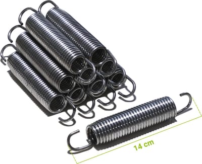Universele Trampoline Veren - Lengte 14 cm - Set van 10 stuks - Hoge Kwaliteit Trampoline Veer 140 mm - Verenset van gegalvaniseerd staal