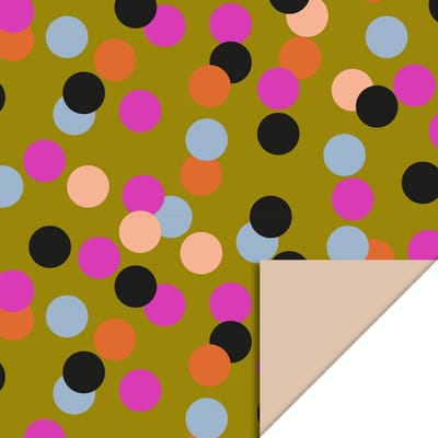 1 rol cadeaupapier 70cm breed - Big Confetti Olive - Beige - Kerst - Feestdagen - Stippen - Dots