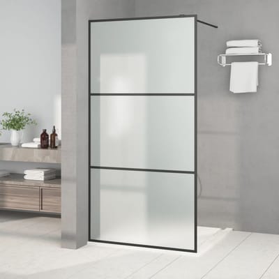vidaXL - Inloopdouchewand - 100x195 - cm - mat - ESG-glas - zwart
