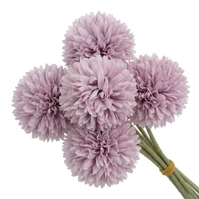Lichtpaarse kunstbloemen set van 5 stuks chrysant bloemen kunstbloemen decoratie voor interieur tafel vaas bruiloft feest kunstbloem boeket