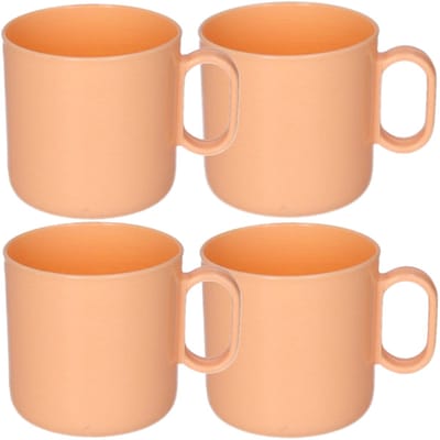 Plasticforte onbreekbare Drinkbekers - 4x - kunststof - 320 ml - oranje - kinderen - camping - mokken