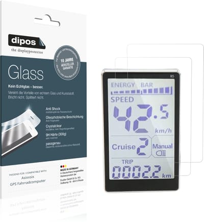 dipos – 2x Pantserfolie geschikt voor Asixxsix GPS Fahrradcomputer | 9H Screenprotector