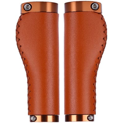 1 Paar Leer Fietsstuurhandvatten Vergrendelbaar Schokabsorberend Antislip Retro PU Leer Fiets brown
