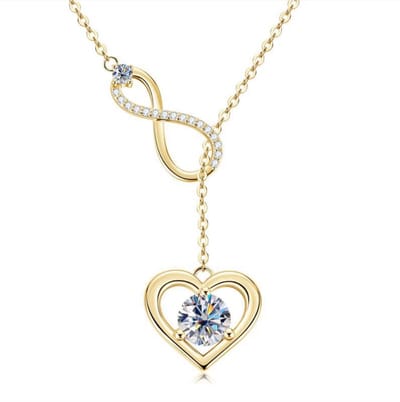 Lumici® Exclusive | Holy Infinity Love Ketting – 1.00CT – 6.5MM Moissanite – GRA Gecertificeerd – VVS1 D Kleur – S925 Geelgoud Verguld – Voor Haar – Moederdag – Valentijnscadeau – Luxe Cadeau – Goud & Witgoud