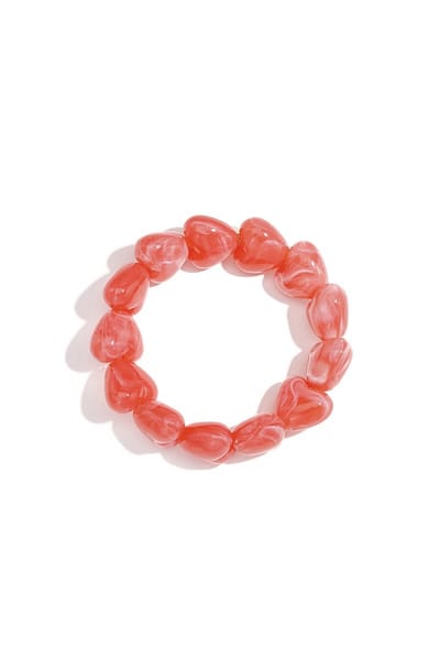 Kralen armband met grote harte kralen - Watermeloen rood - Verkleurt niet - Cadeau - Goudlief.nl
