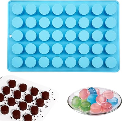 Siliconen Snoepvorm met 40 Holtes voor Gummy Bears, Chocolade en IJsblokjes - 2 cm Rond, Blauw