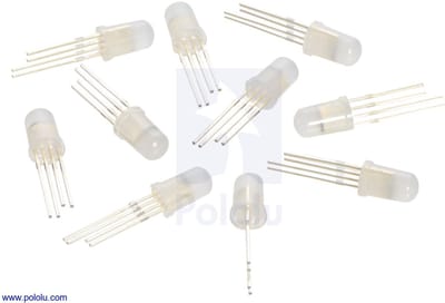 Addressable Through-Hole 5mm RGB LED met Diffuse Lens, WS2811 Driver (10-Pack) Pololu 2535
