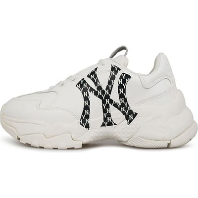 MLB Big Ball Chunky Cuir Synthétique Impression Intégrale Absorption des Chocs Antidérapant Résistant à l'Usure Augmentation de la Hauteur Basse Baskets Style Dad 32SHCM011-50W 39 white