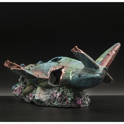 1 stuks Kunstmatig Vliegtuigwrak Ornament Schuilplaats Huis Hars Ambacht voor Aquarium Vissenkom Landschapsdecoratie Aquatische Benodigdheden