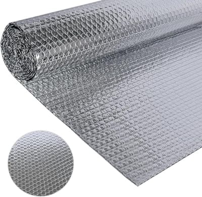 Dubbelzijdige aluminiumfolie voor isolatie - 60 cm x 4,6 m - 3 mm dikke reflectiefolie voor warmte-isolatie