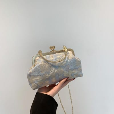 Sac à main brodé rétro et tendance français, nouveau sac carré petit et tendance de niche, sac bandoulière décontracté gray