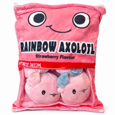 Snack Zakje met Mini Axolotl Pluche Knuffel 30 cm - Kawaii Kussen - Snack Plush Toy - TikTok knuffels voor kinderen jongens meisjes
