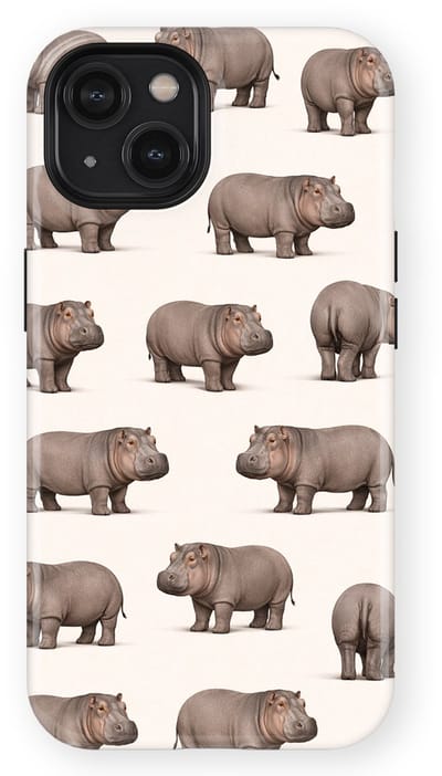 Safari Tough Case geschikt voor iPhone 14 | Premium hoesje met Safari Dieren Design | Geschikt voor Mag | Dieren Print Backcover geschikt voor iPhone 14 Nijlpaard