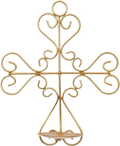 Wandkandelaar - IJzeren decoratie - Sfeer creëren - Ruimtebesparend ontwerp - 10x10x10 mm - Goud