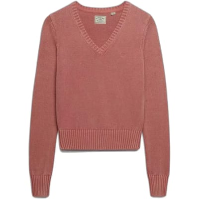Dames V-hals T-shirt verwasht Superdry