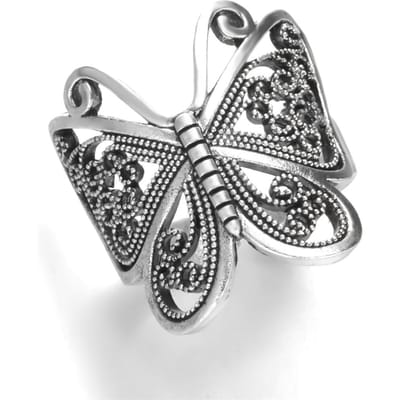 Veelzijdige Vintage Uitgesneden Vlinderring, Modieuze Ring Accessoires, Ring voor Vrouwen met Verfijnd Temperament zilver