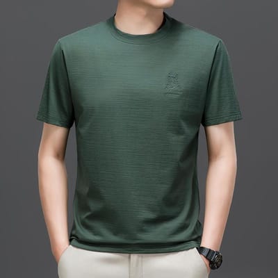 Heren T-shirts met korte mouwen, Zomerkleding voor jonge en middelbare mensen, Modieuze casual effen kleur ronde hals basisshirts voor heren XXXXL black