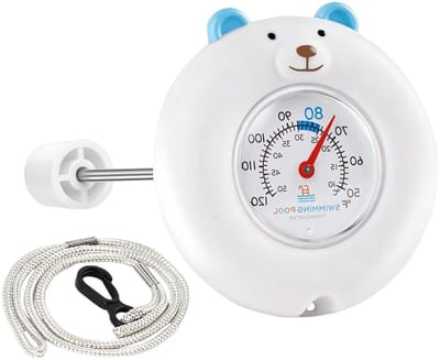 Zwembadthermometer Beer - Drijvende meter - Temperatuur meten - Groot display - 17.5 cm - Wit