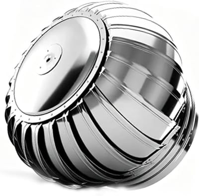 Ventilator Rooster - Draaiende Ontluchter - Lucht Circulatie - Stil Onderhoudsvrij - 300 mm - Zilver