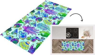 Keukenloper - Loper keuken - Dieren - Regenboog - Vissen - Patronen - 120x50 cm - Keukenloper vinyl