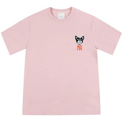 MLB New York Yankees Basis Geborduurd Hond Dopamine Korte Mouw T-shirt Unisex Tops Roze 31TSC1031-50P M white