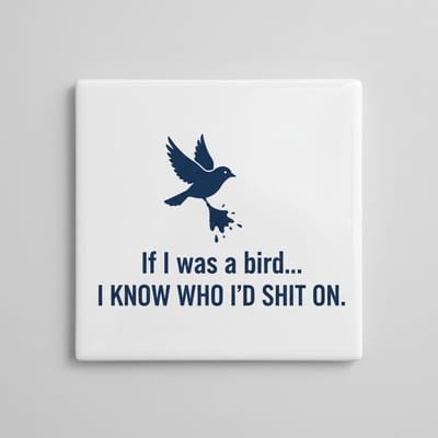 If I Was a Bird Tegel 15×15 cm – Grappige Sarcastische Quote Keramische Wandtegel – Humoristisch Cadeau voor Vrienden en Collega’s