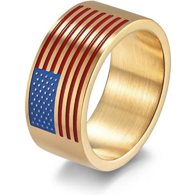 Amerikaanse Vlag Star Spangled Banner Titanium Staal Ring Heren Persoonlijkheid Trendy Hip Hop 7#