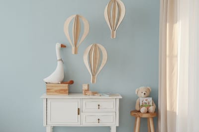 Set van 3 houten heteluchtballonnen