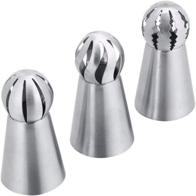 Set van 3 spuitmondjes van roestvrij staal, een handig accessoire voor het decoreren van taarten, cupcakes, churros, donuts en koekjes.