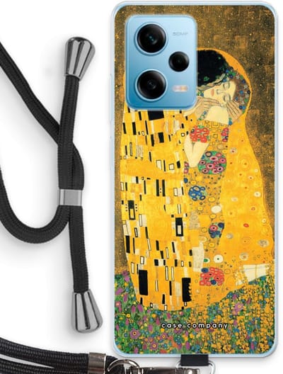 Case Company® - Hoesje met koord geschikt voor Xiaomi Redmi Note 12 Pro 5G hoesje met Koord - Der Kuss - Telefoonhoesje met Zwart Koord - Bescherming aan alle Kanten en Over de Schermrand