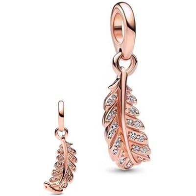 Nieuwe Sprankelende Roségoud Vergulde Clip Bedels Kralen Passend op Originele Slang Armband Ketting Kralen Voor Diy Sieraden Dames Sieraden Cadeau beige