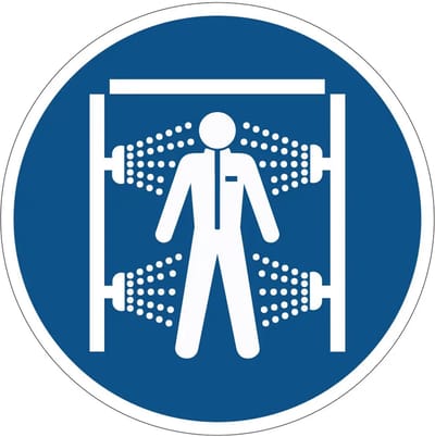 Decontaminatiedouche verplicht gebodssticker - M072 | 40 cm