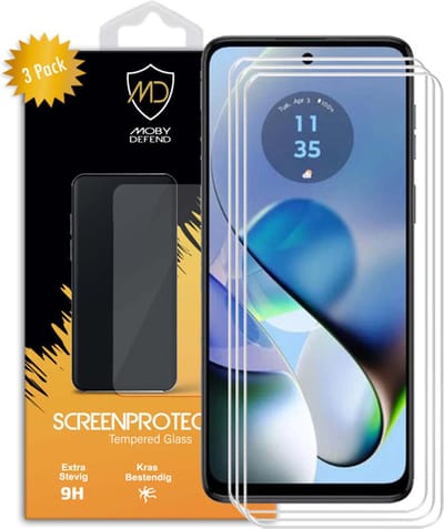3-Pack MobyDefend Screenprotectors - Geschikt voor Motorola Moto G54 - Case-Friendly Screensaver - Gehard Glas