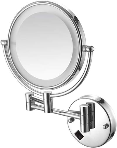 Make-up spiegel - Vergrotende spiegel - Schoonheidsverzorging - Verstelbare LED-verlichting - 8 inch - Zilver