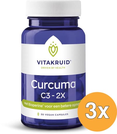 3x Vitakruid Curcuma C3-2X (95% Curcuminoïden) met Bioperine® (30 vega capsules)