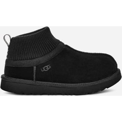 UGG® Classic Ultra met elastisch omslagboord voor kinderen  in Black, Maat 32.5, Suede/Textiel/Gerecyclede Materialen