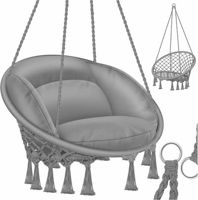 Hangstoel Met Kussen - Comfortabele Hangstoel Voor Binnen En Buiten Tot 150 Kg