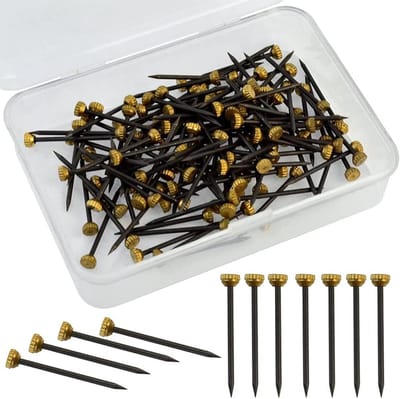 Nagel ronde kop - 100 Stuks - Muurnagels - Metaal - Met opbergdoos - Muur spijkers - Fotolijstnagels - Ophangnagels - Geschikt voor het ophangen van voorwerpen - 25mm - Zwart/Goud
