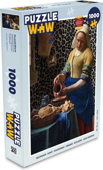 Puzzel Melkmeisje - Kunst - Panterprint - Vermeer - Schilderij - Oude meesters - Legpuzzel - Puzzel 1000 stukjes volwassenen