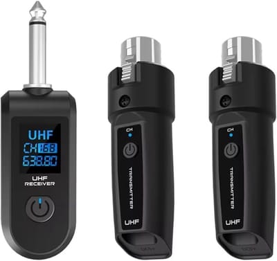 Draadloze Microfoon Transmitter Ontvanger - XLR Systeem - 20 Kanalen - Geschikt voor Dynamische Microfoons en Gitaren - ShopVlot