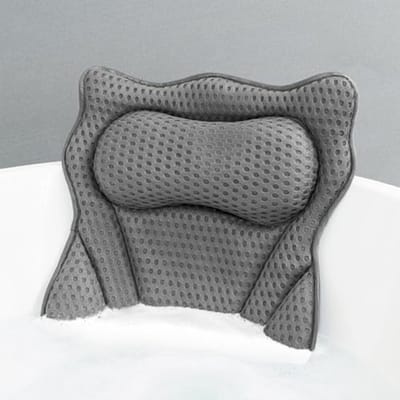 Badkussen voor Nek- en Rugondersteuning - Zacht 4D Luchtgaas - 16,5 x 17,3 Inch - Met Sterke Zuignappen - Ontspannende Badaccessoires voor Vrouwen