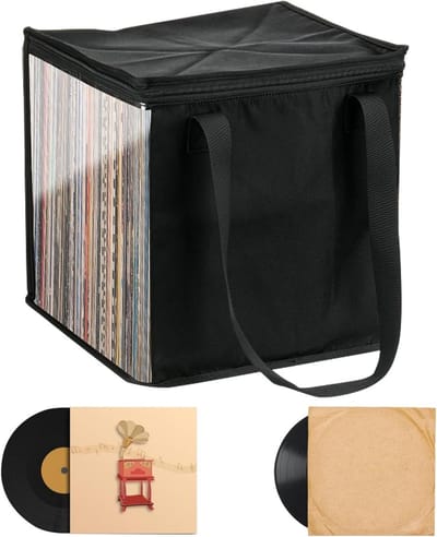 Platen Opbergdoos - Vinyl Opberger - Muziek Collectie - Stofvrij Ontwerp - 50 Platen Capaciteit - Zwart