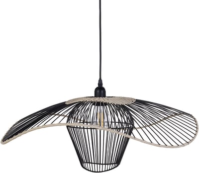 LUNGA - Hanglamp - Zwart - Rotan