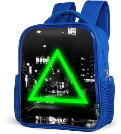 NoBoringSuitcases.com® - Rugzak blauw - Schooltas jongens - Felgroene driehoek - Kinder rugtas jongen - Boekentas kind - Kinderrugzak voor school - Schoolrugzak