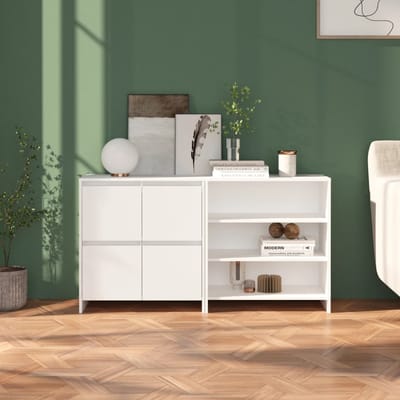 vidaXL - 2 - st - Dressoirs - bewerkt - hout - wit