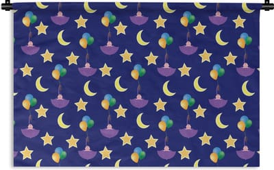 Wandkleed - Wanddoek - Sterren - Patronen - Paraplu - Geboorte - 180x120 cm - Wandtapijt