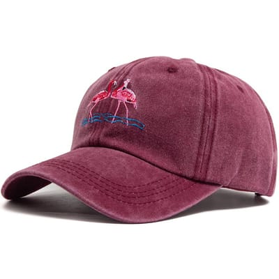 Flamingo Print Dames Baseballpet Borduurwerk Gewassen Katoen Heren Petten Casual Retro Sport Zomer Mode Zonneklep Hoed Unisex Adjustable pink