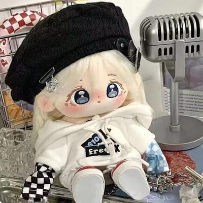 20cm Schattige Pluche Pop met Wit Haar Superster Figuur Zachte Gevulde Katoenen Poppen DIY Cosplay Outfit Collectie Meisjesspeelgoed Cadeau 20cm
