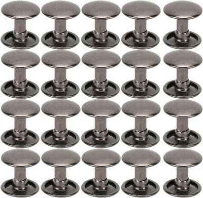 200 Sets Dubbele Kappen Nieten voor Leer - Ronde Studs en Metalen Knoppen voor Schoenen, Tassen en Kleding - 10x10mm (Zwart)