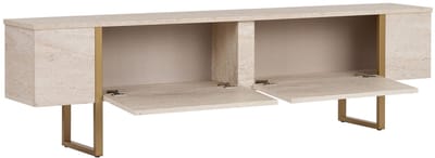 Asir - TV-standaard - Travertijn, Goud - 100% met melamine gecoat spaanplaat - 39 x 190 x 10 cm